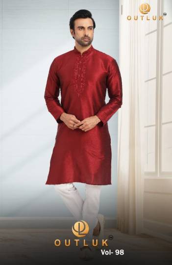 Outluk Vol 98 Festive Wear Embroiderd Mens Kurta With Pajama Collection